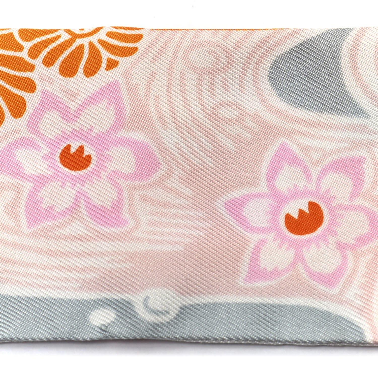 Hermes Silk Bingata Twilly Orange Rose Gris 4 of 4