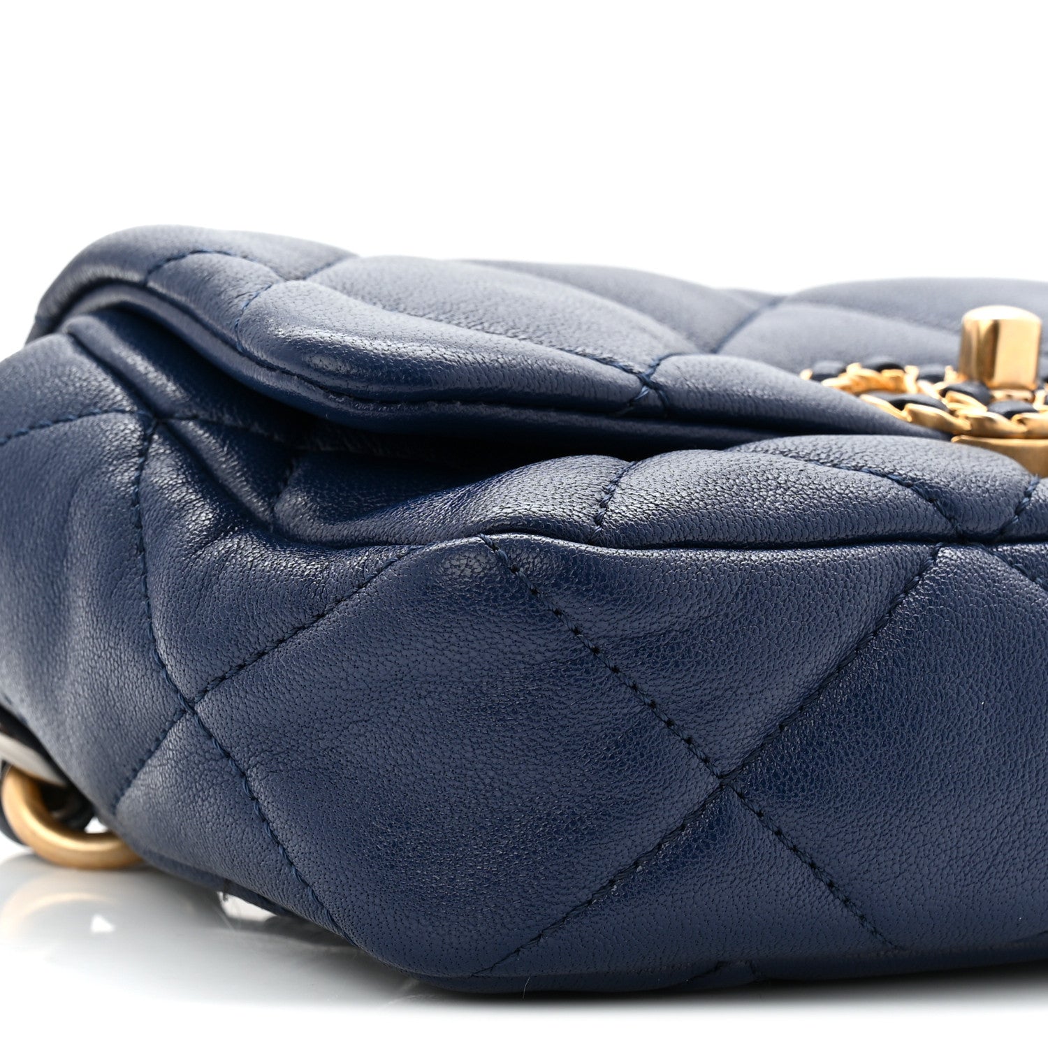 Chanel Goatskin Quilted Chanel 19 Waist Bag Dark Blue 9 of 10