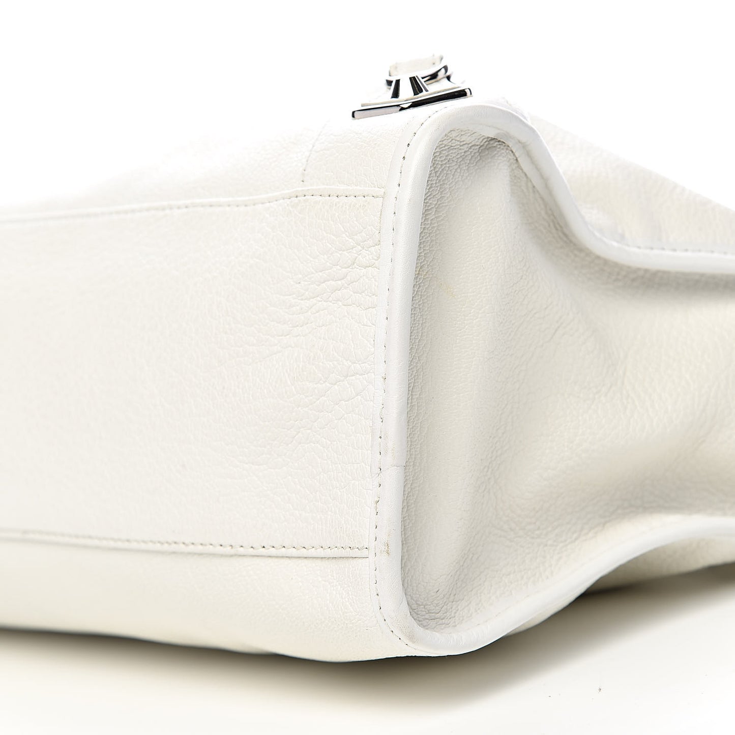 Chevre Silver Metallic Edge Hardware City White