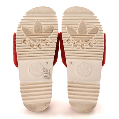 Gucci X ADIDAS Terry Cloth GG Monogram Womens Platform Sandals 38 Maple Red Off White 6 of 9