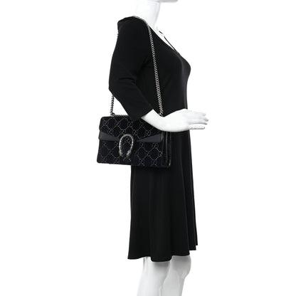 Gucci Velvet Skipper GG Monogram Small Dionysus Shoulder Bag Blue Beige Black 2 of 10