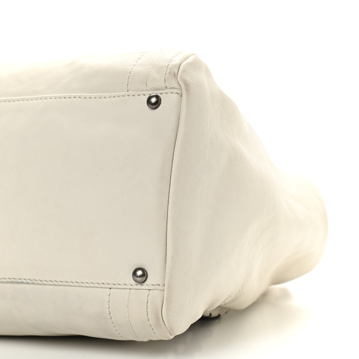 Calfskin Large East West Modern Chain Tote White