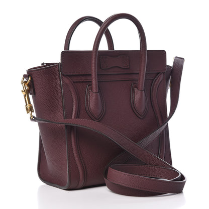Celine Drummed Calfskin Nano Luggage Dark Wine 3 of 12