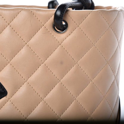 Chanel Calfskin Quilted Medium Cambon Tote Beige Black 13 of 20
