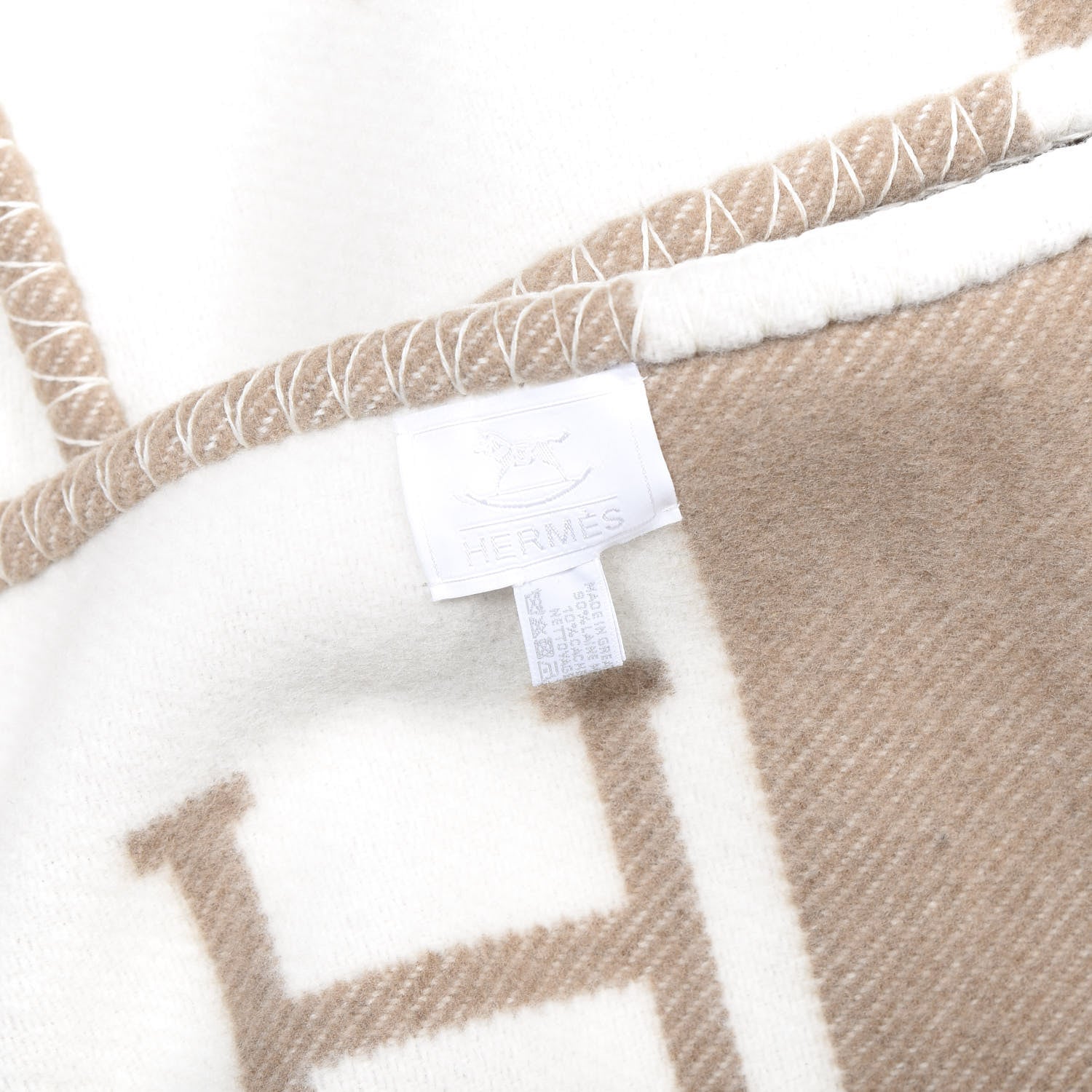 Hermes Wool Cashmere Avalon Baby Blanket Noisette Moyen White 3 of 4