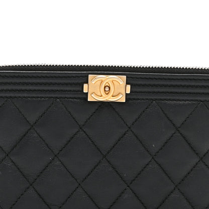 Chanel Calfskin Quilted Small Boy Clutch With Chain Black 9 of 12