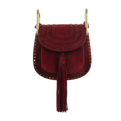 Chloe Suede Calfskin Braided Mini Hudson Shoulder Bag Sienna Red 1 of 8