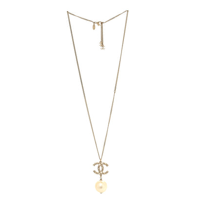 Chanel Crystal Pearl CC Drop Necklace Gold 3 of 5