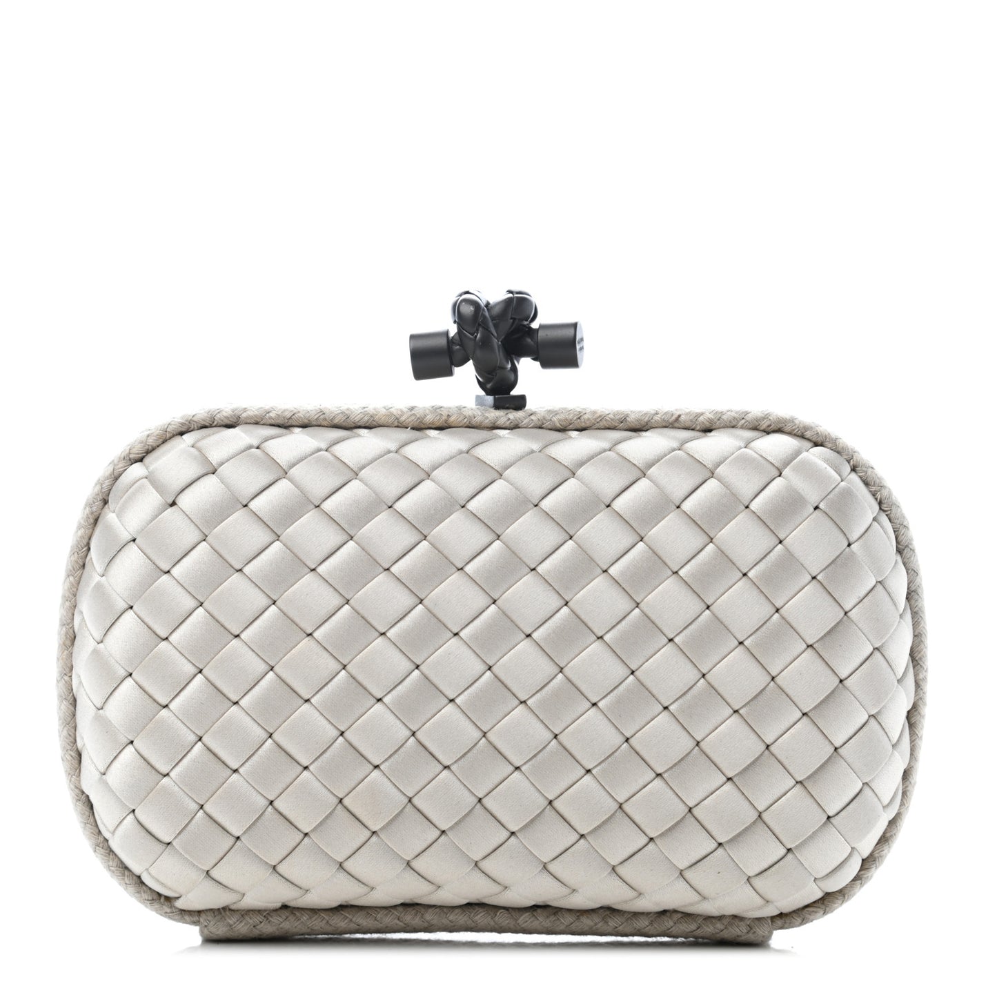 Satin Intreccio Impero Knot Clutch Ivory