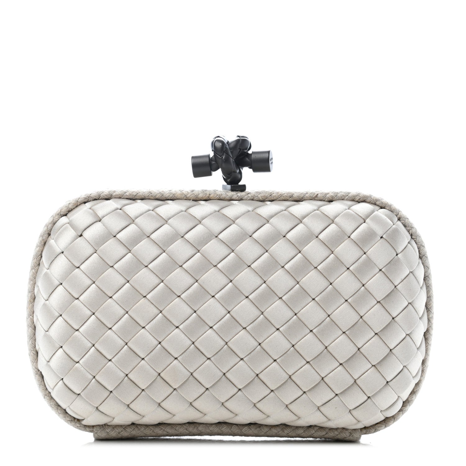 Bottega Veneta Satin Intreccio Impero Knot Clutch Ivory 1 of 7