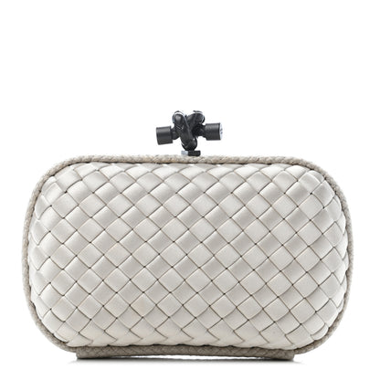 Bottega Veneta Satin Intreccio Impero Knot Clutch Ivory 1 of 7