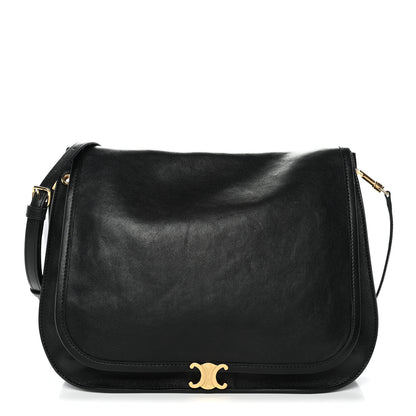 Celine Shiny Lambskin Soft Triomphe Besace Bag Black 1 of 9
