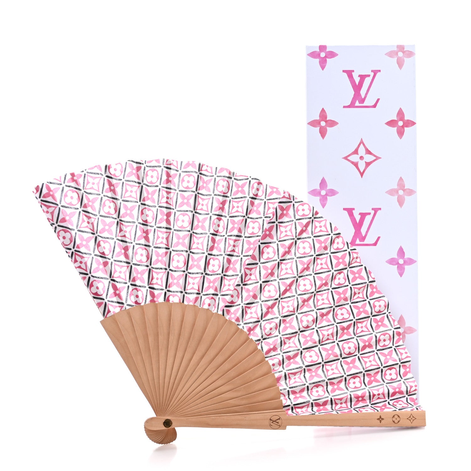 Louis Vuitton Sycamor Wood Cotton Monogram Tile Fan Fuschia 5 of 5