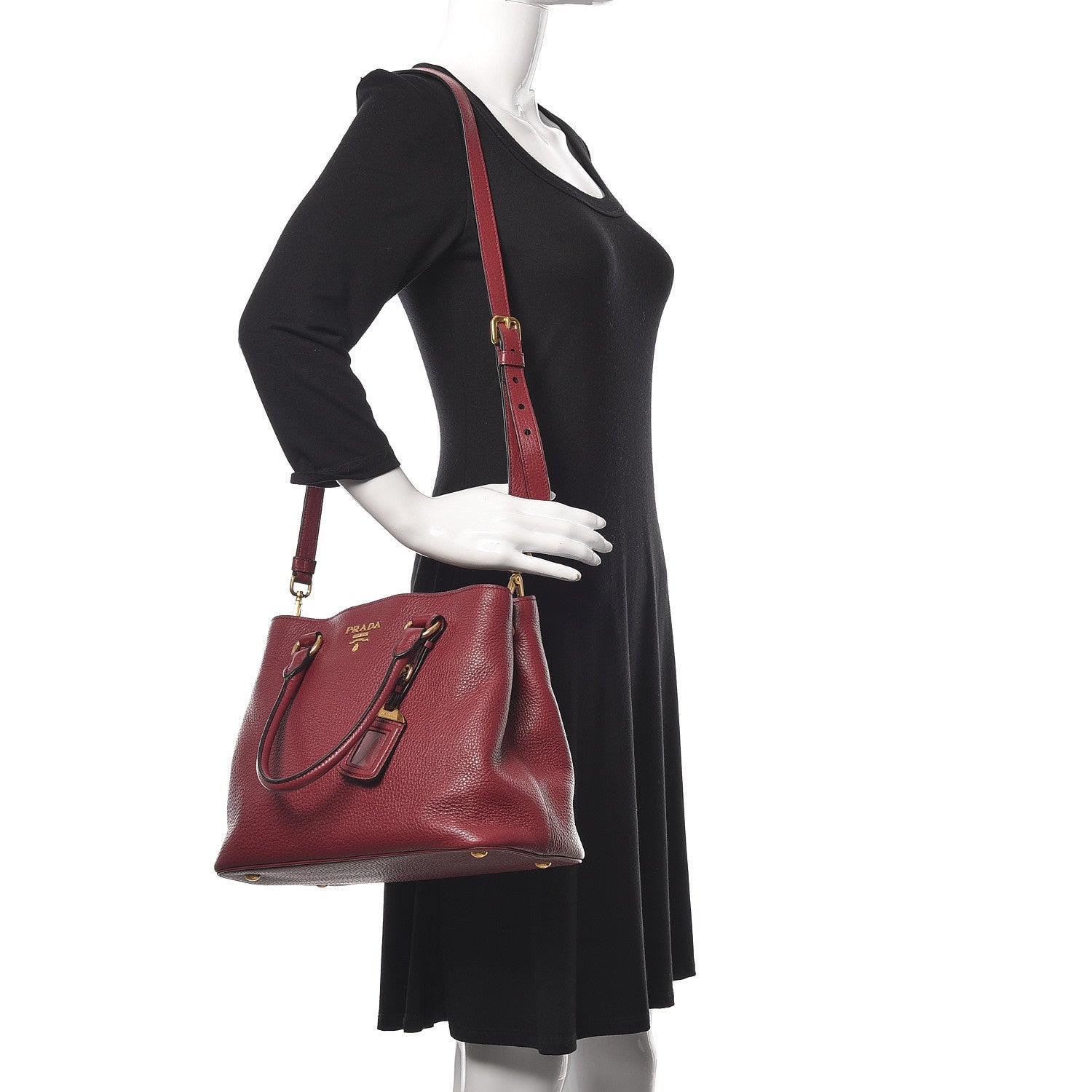 Prada Vitello Phenix Tote Cherry 2 of 13