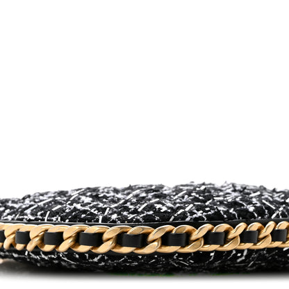 Chanel Tweed Sequin Quilted Trendy Chain Around Hobo Black White 9 of 11