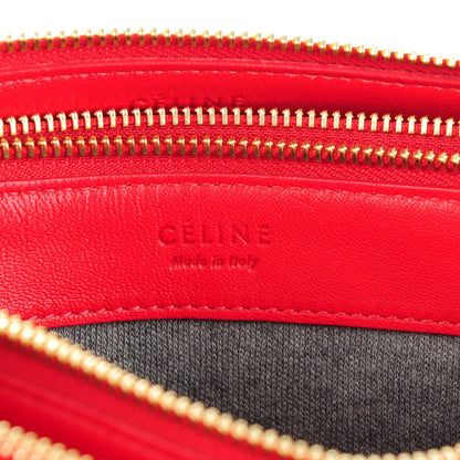 Celine Lambskin Large Trio Crossbody Bag Red 6 of 7