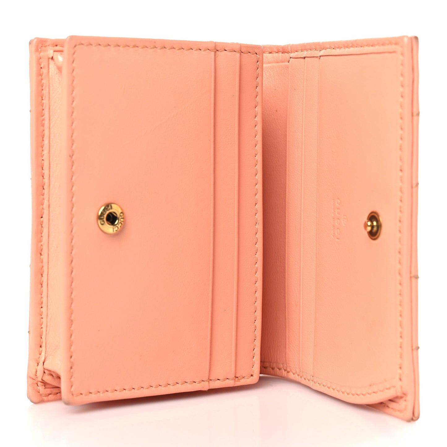 Calfskin Vertical Ring Matelasse GG Marmont Card Case Wallet Peachy Chic