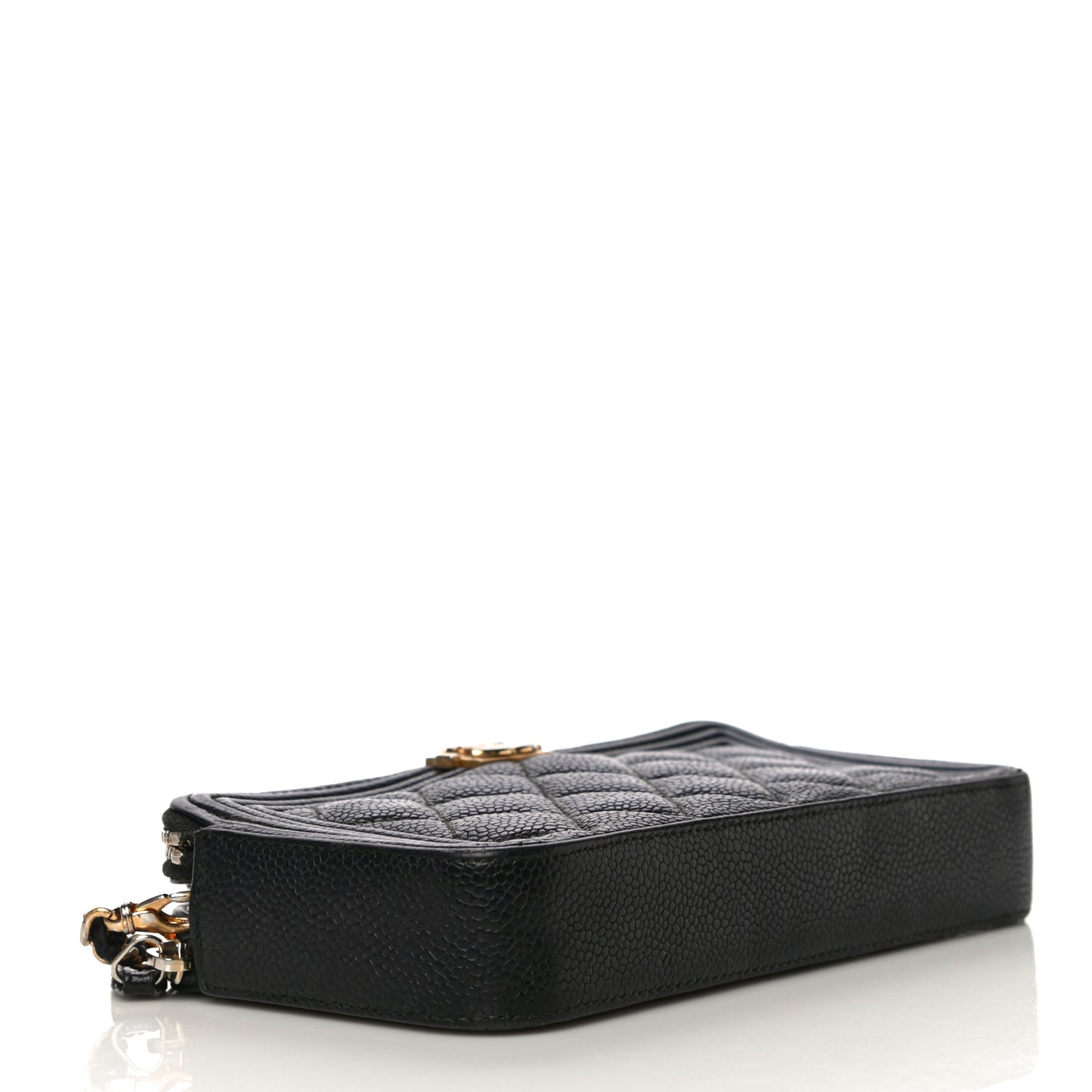 Caviar Quilted Small Boy Clutch With Chain Black
