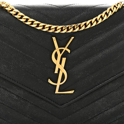 Saint Laurent Grain De Poudre Matelasse Chevron Monogram Chain Wallet Black 9 of 13