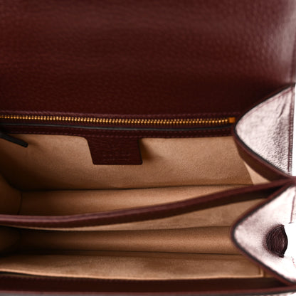 Gucci GG Supreme Monogram Textured Dollar Calfskin Web Small Ophidia Padlock Top Handle Bag Bordeaux 5 of 10