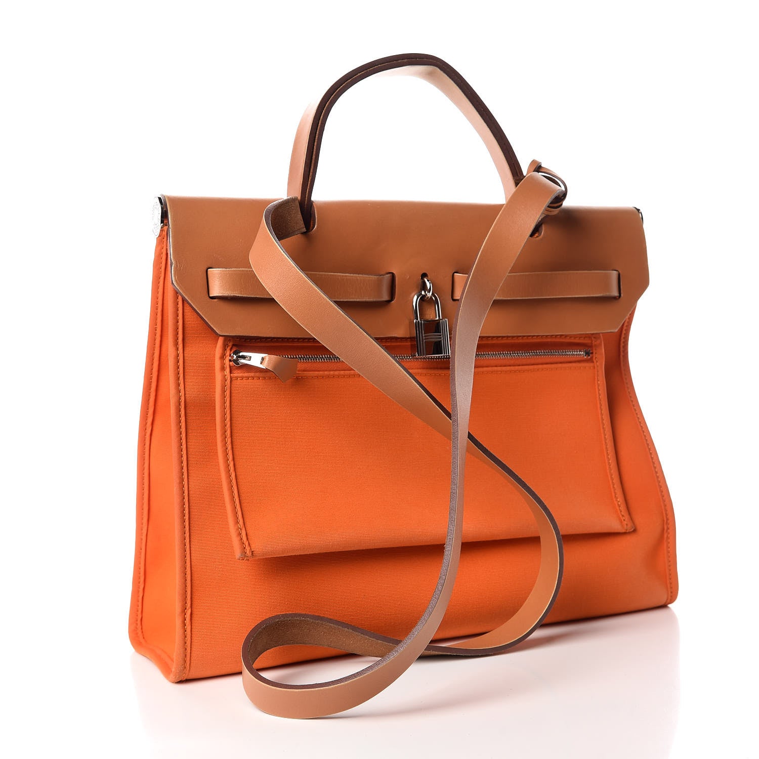 Hermes Vache Hunter Toile Herbag Zip 31 PM Orange 4 of 15