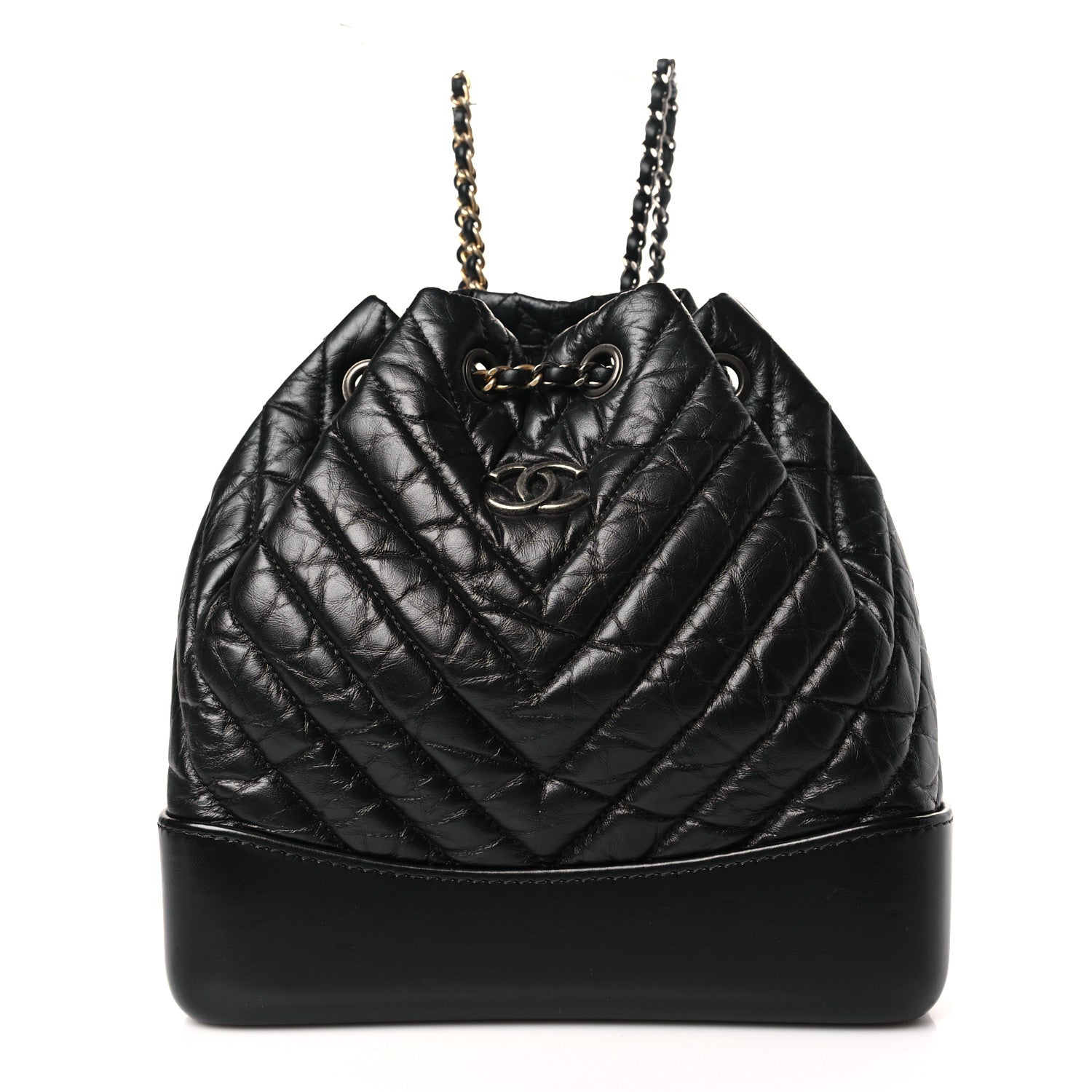 Chanel Aged Calfskin Chevron Quilted Small Gabrielle Backpack Black 1 of 9