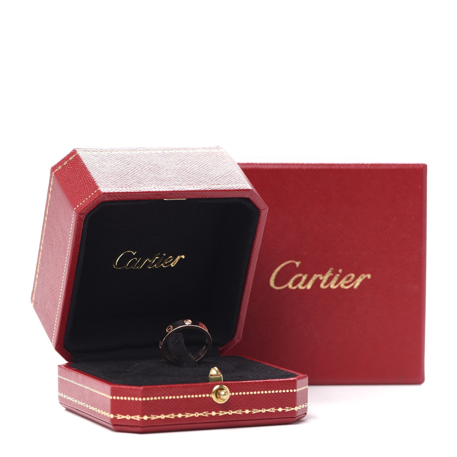Cartier 18K Pink Gold Diamond 4mm LOVE Wedding Band Ring 50 5.25 5 of 6