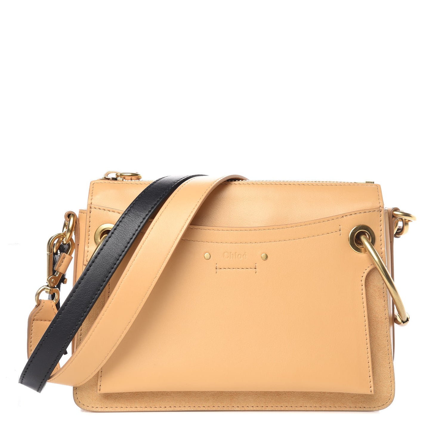 Calfskin Suede Small Roy Bag Bleached Brown