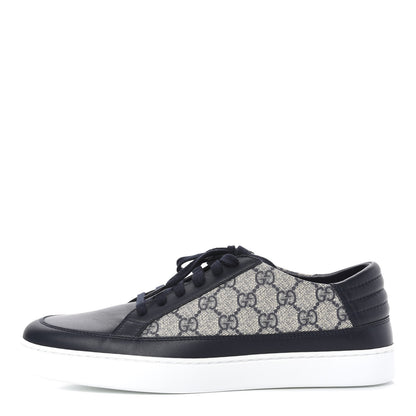 Gucci GG Supreme Monogram Calfskin Mens Low Top Sneakers 9.5 Blue Beige 1 of 11