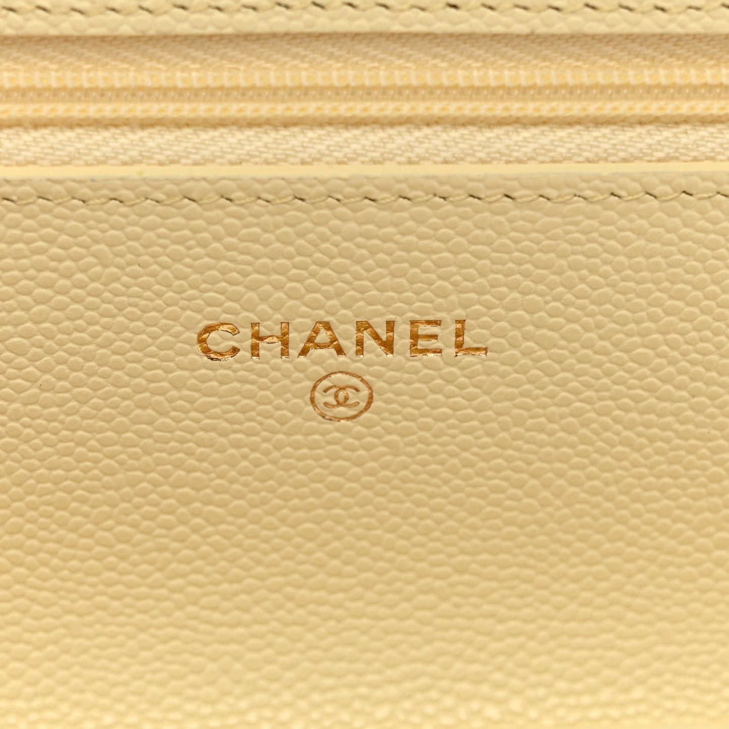 Caviar Quilted CC Turn Lock Wallet On Chain WOC Light Yellow
