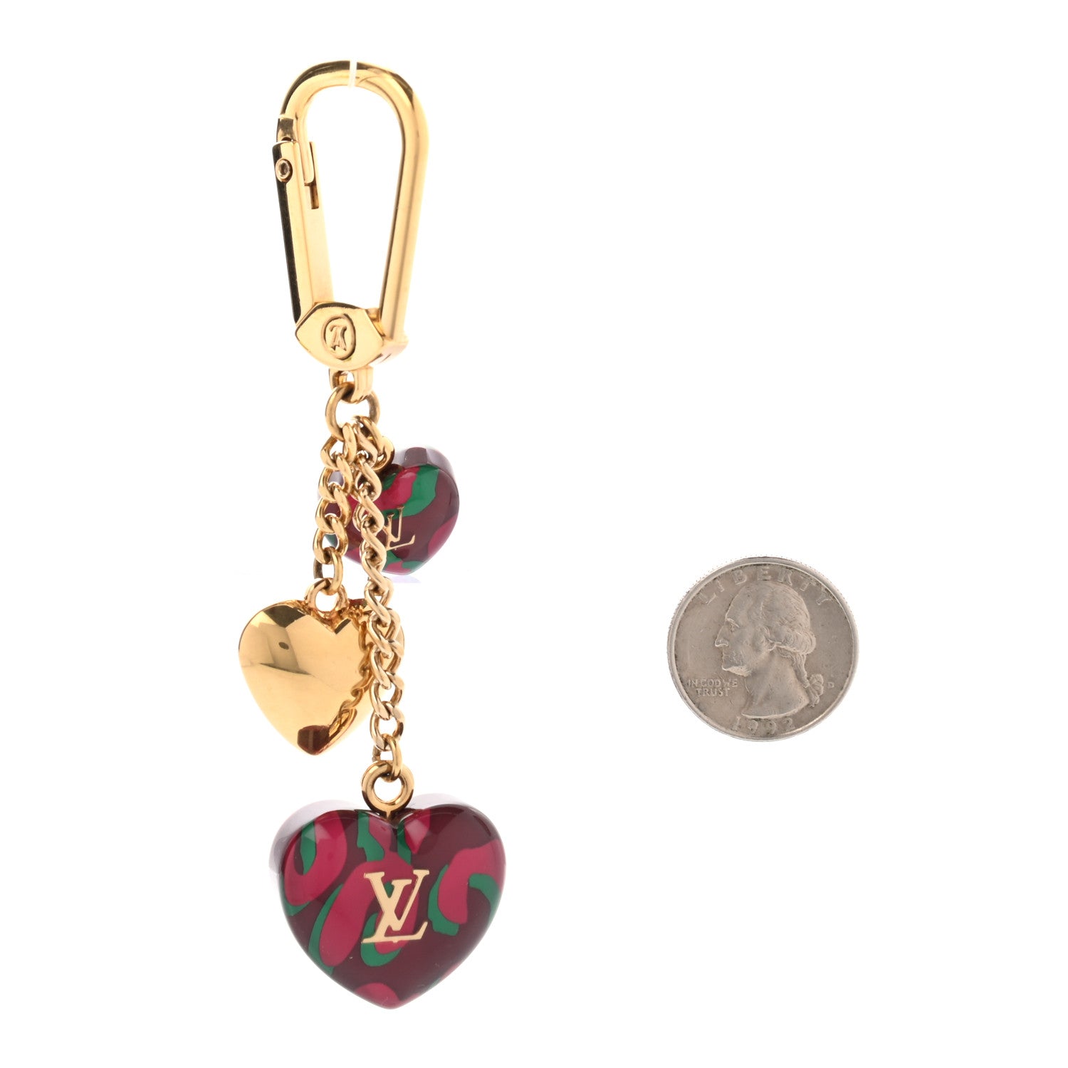 Louis Vuitton Leopard Heart Bag Charm Key Holder Rouge Fauviste 3 of 4