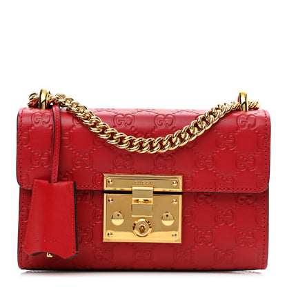 Gucci Guccissima Small Padlock Shoulder Bag Hibiscus Red 1 of 10