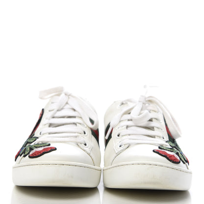 Gucci Calfskin Web Floral Embroidered Womens Ace Sneakers 35.5 White 2 of 10