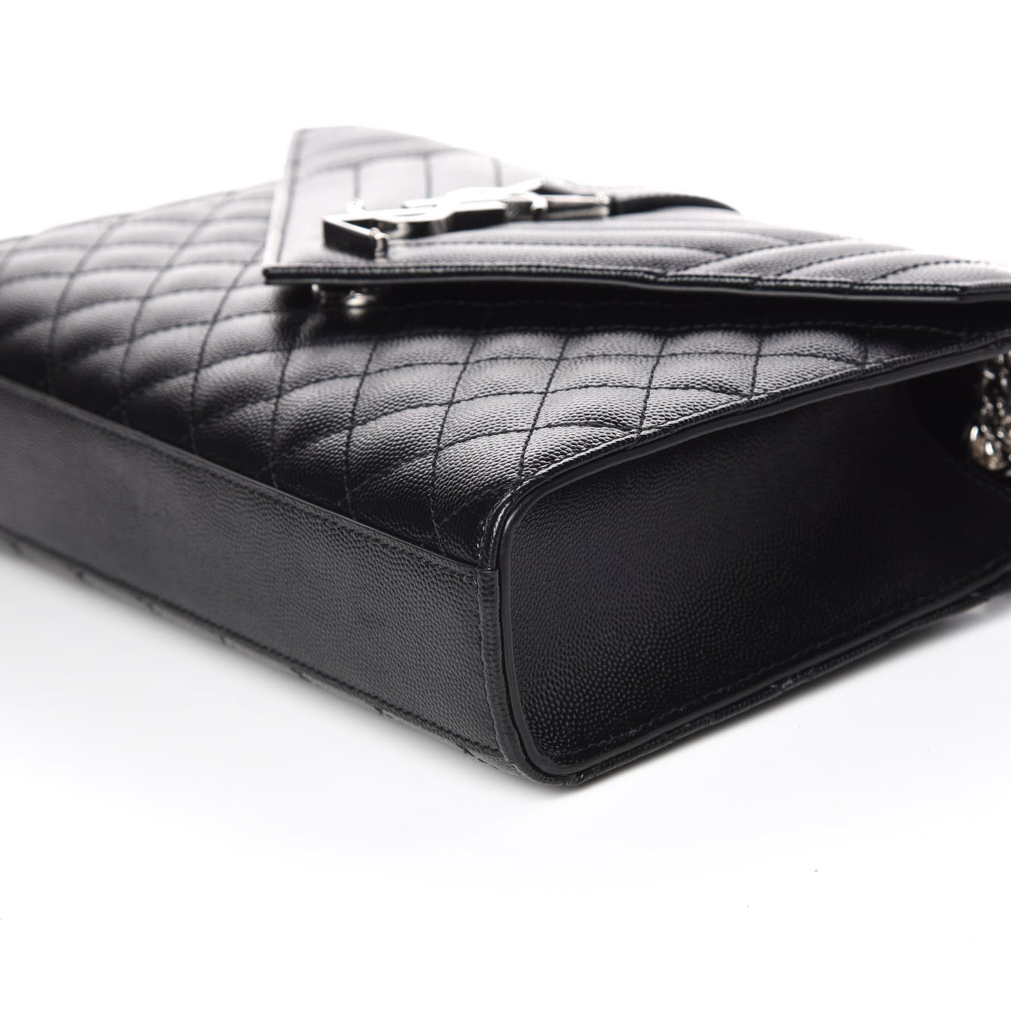 Grain De Poudre Textured Mixed Matelasse Triquilt Medium Monogram Satchel Black