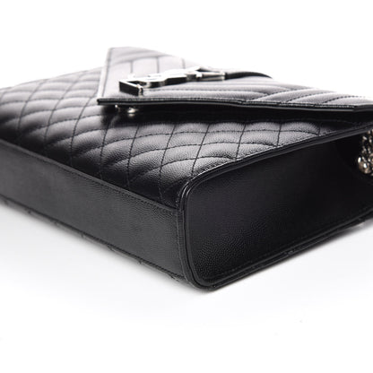 Saint Laurent Grain De Poudre Textured Mixed Matelasse Triquilt Medium Monogram Satchel Black 6 of 8