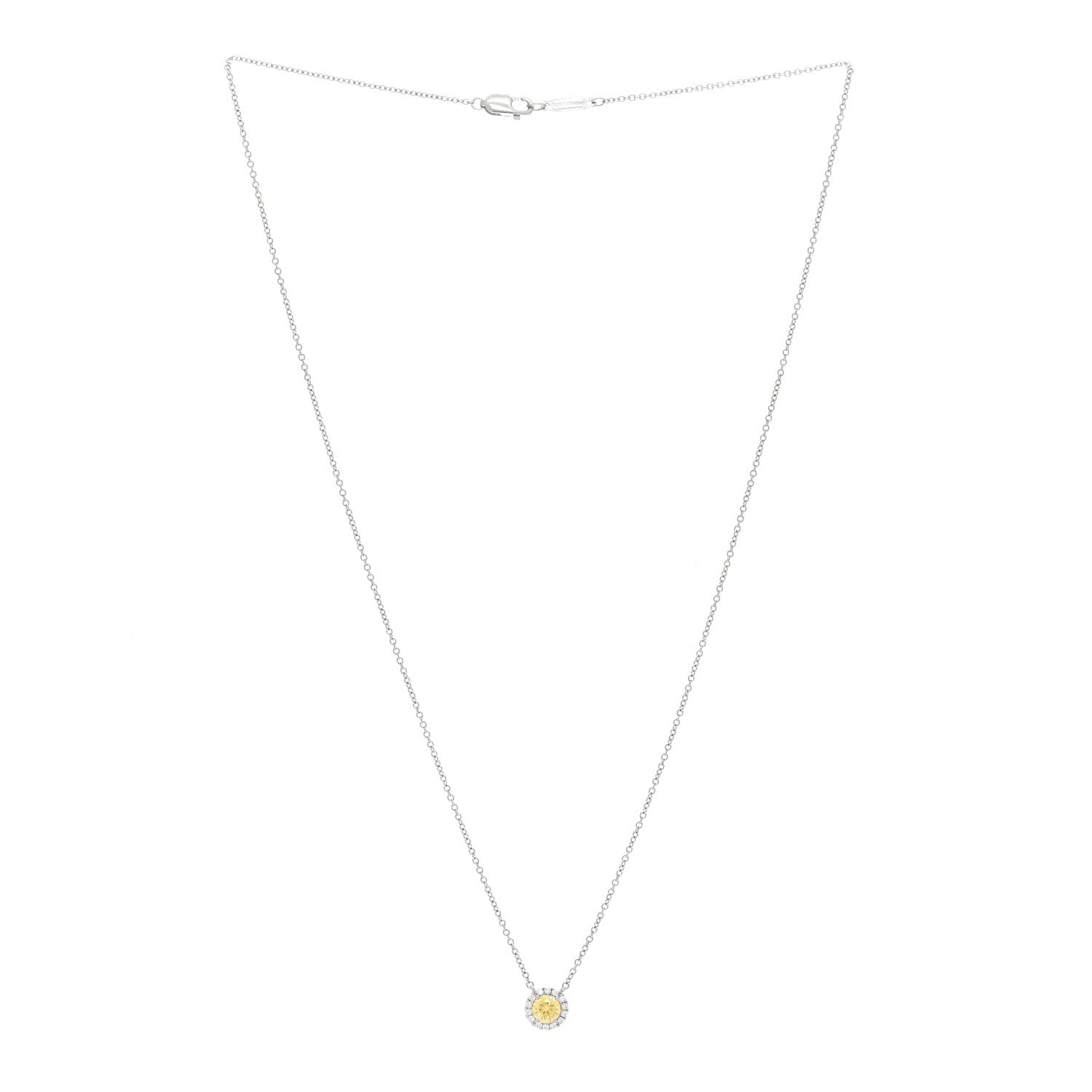 Tiffany Platinum Fancy Vivid Yellow Diamond .32ct Soleste Pendant Necklace 3 of 5