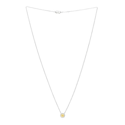 Tiffany Platinum Fancy Vivid Yellow Diamond .32ct Soleste Pendant Necklace 3 of 5