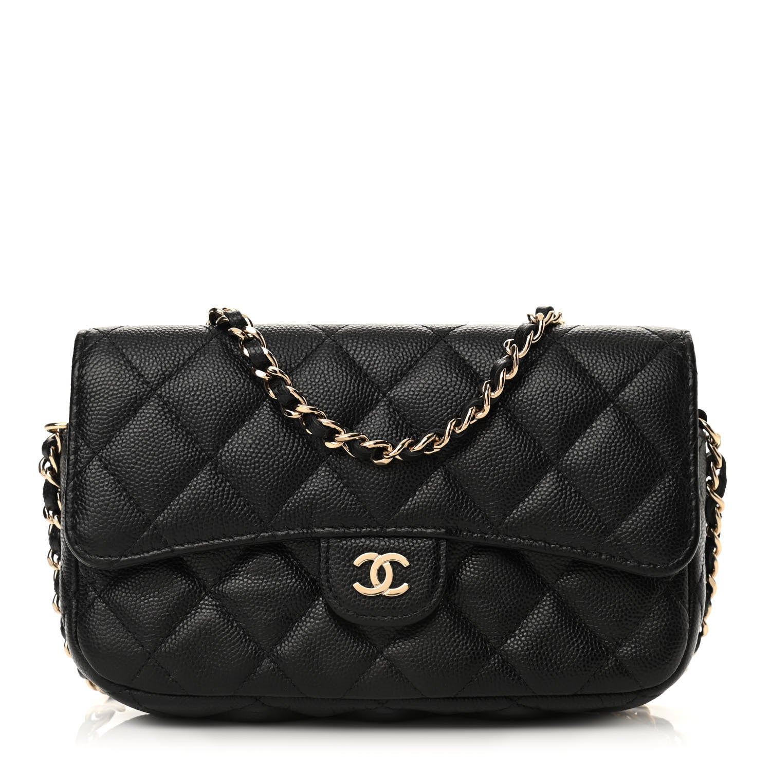 Chanel Caviar Quilted Flap Phone Holder With Chain Black 1 of 12