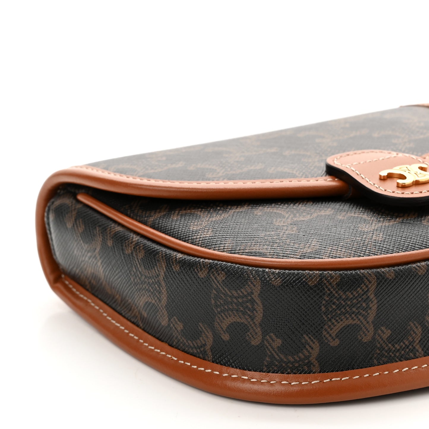 Canvas Calfskin Triomphe Mini Besace Tan