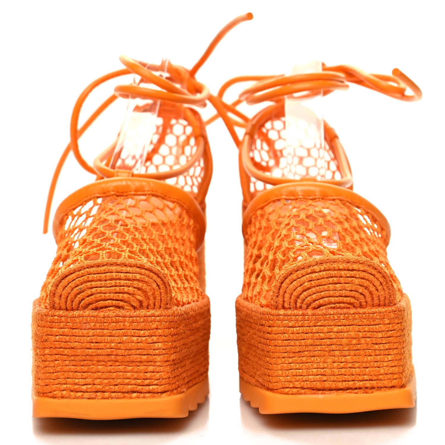 Bottega Veneta Mesh Lambskin Sporty Web Stretch Ankle Tie Espadrilles 37 Tangerine 2 of 7