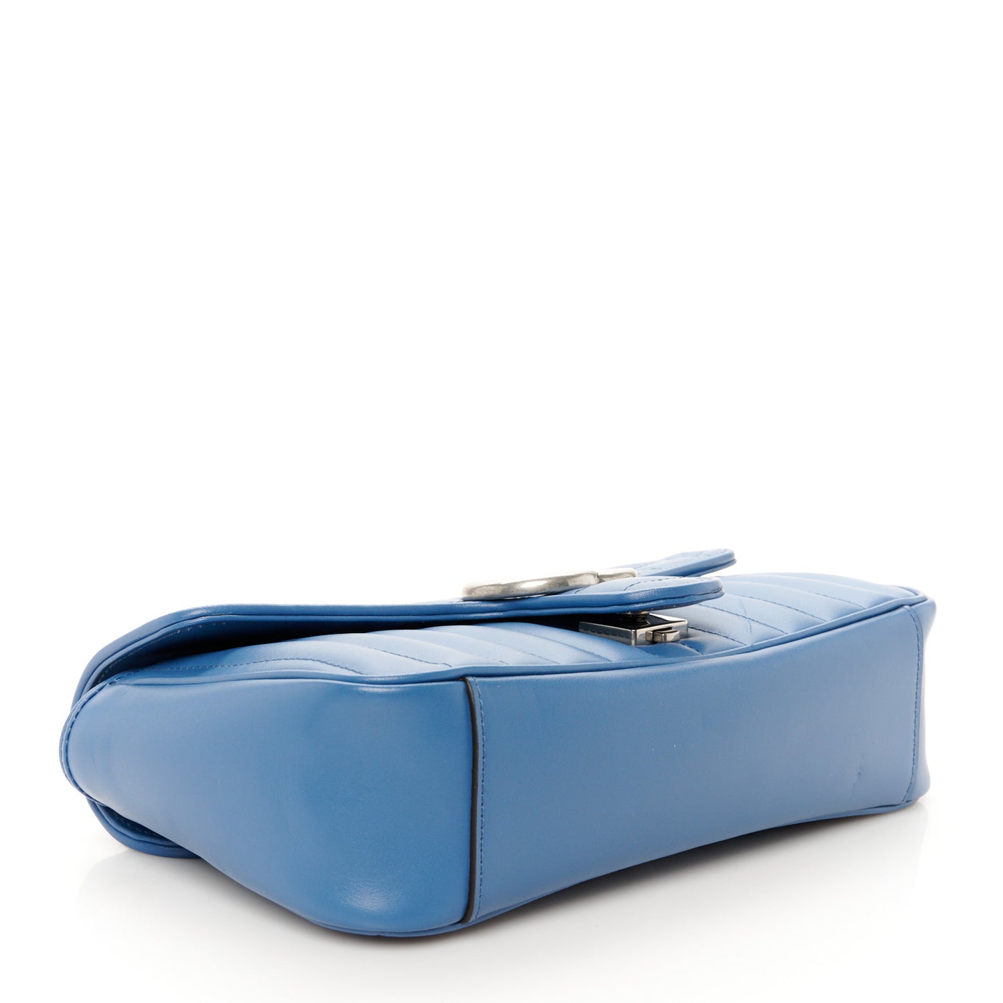 Calfskin Matelasse Aria Small GG Marmont Shoulder Bag Clear Blue