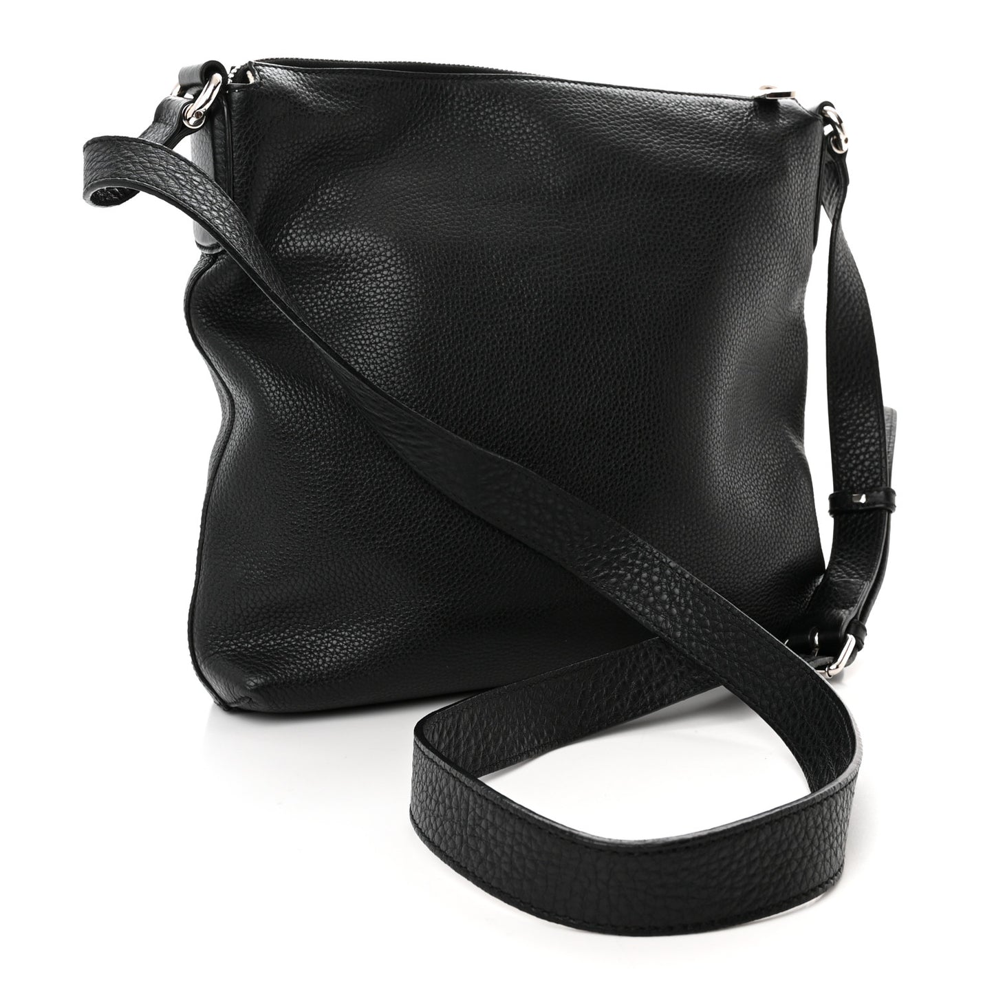 Pebbled Calfskin Medium Soho Messenger Bag Black