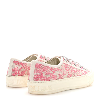 Christian Dior Canvas Toile De Jouy Embroidered Womens Walk'N'Dior Low Top Sneakers 37 Off-White Pink 5 of 9