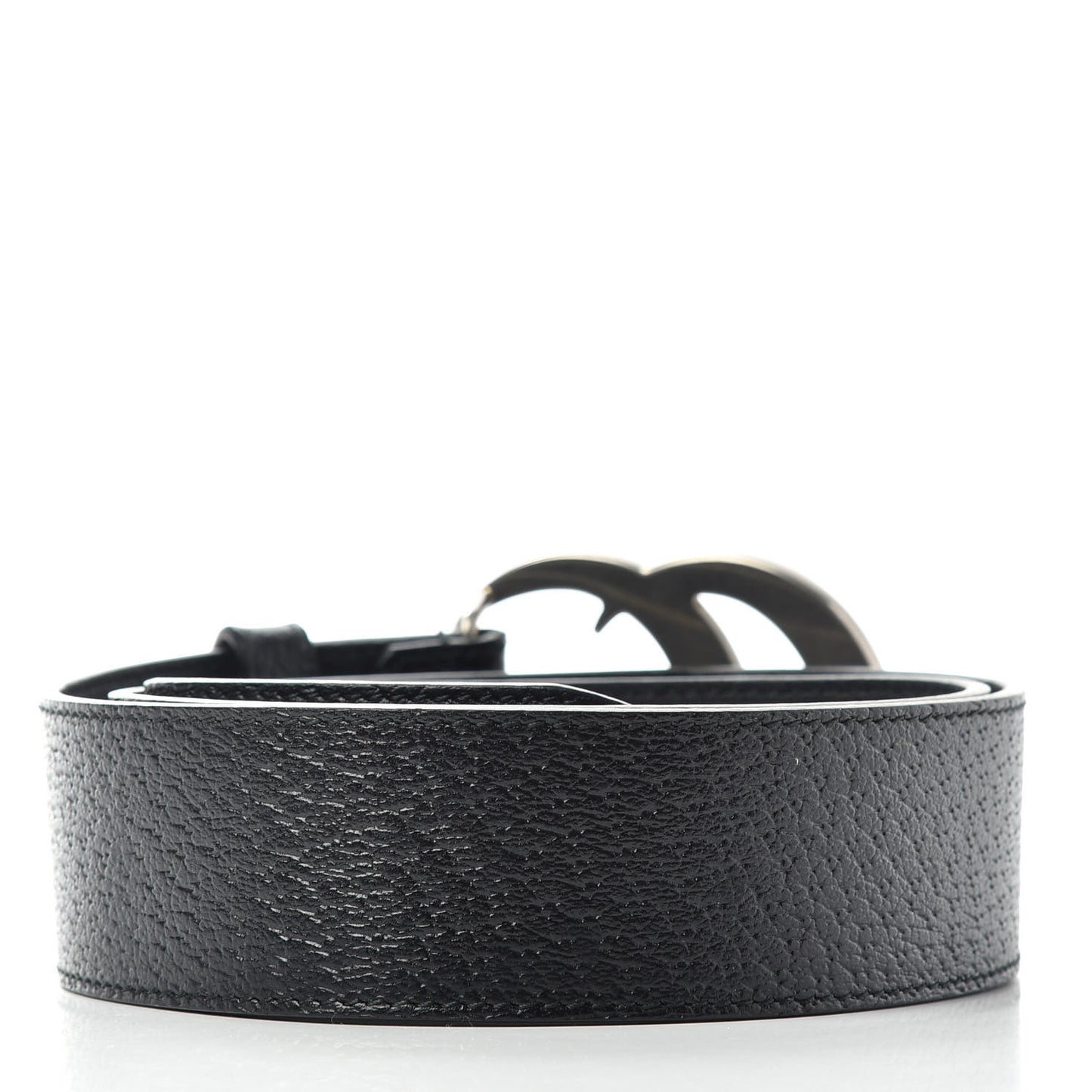 Textured Dollar Calfskin Nickel Double G 40mm Belt 80 32 Black