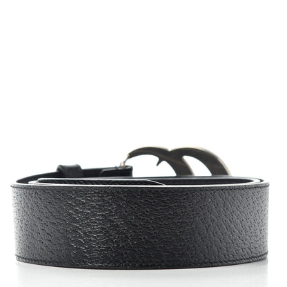 Gucci Textured Dollar Calfskin Nickel Double G 40mm Belt 80 32 Black 2 of 6