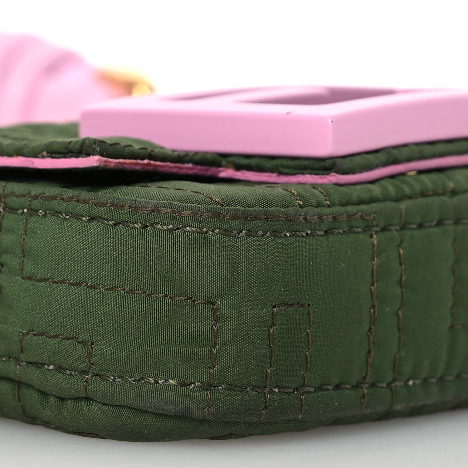 Fendi Nylon Nappa FF Stitched Nano Baguette Maxi Handle Charm Green Pink 8 of 14