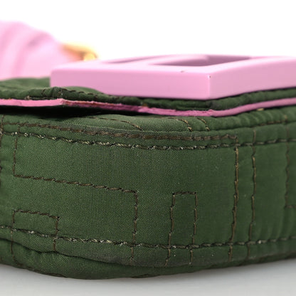 Fendi Nylon Nappa FF Stitched Nano Baguette Maxi Handle Charm Green Pink 8 of 14