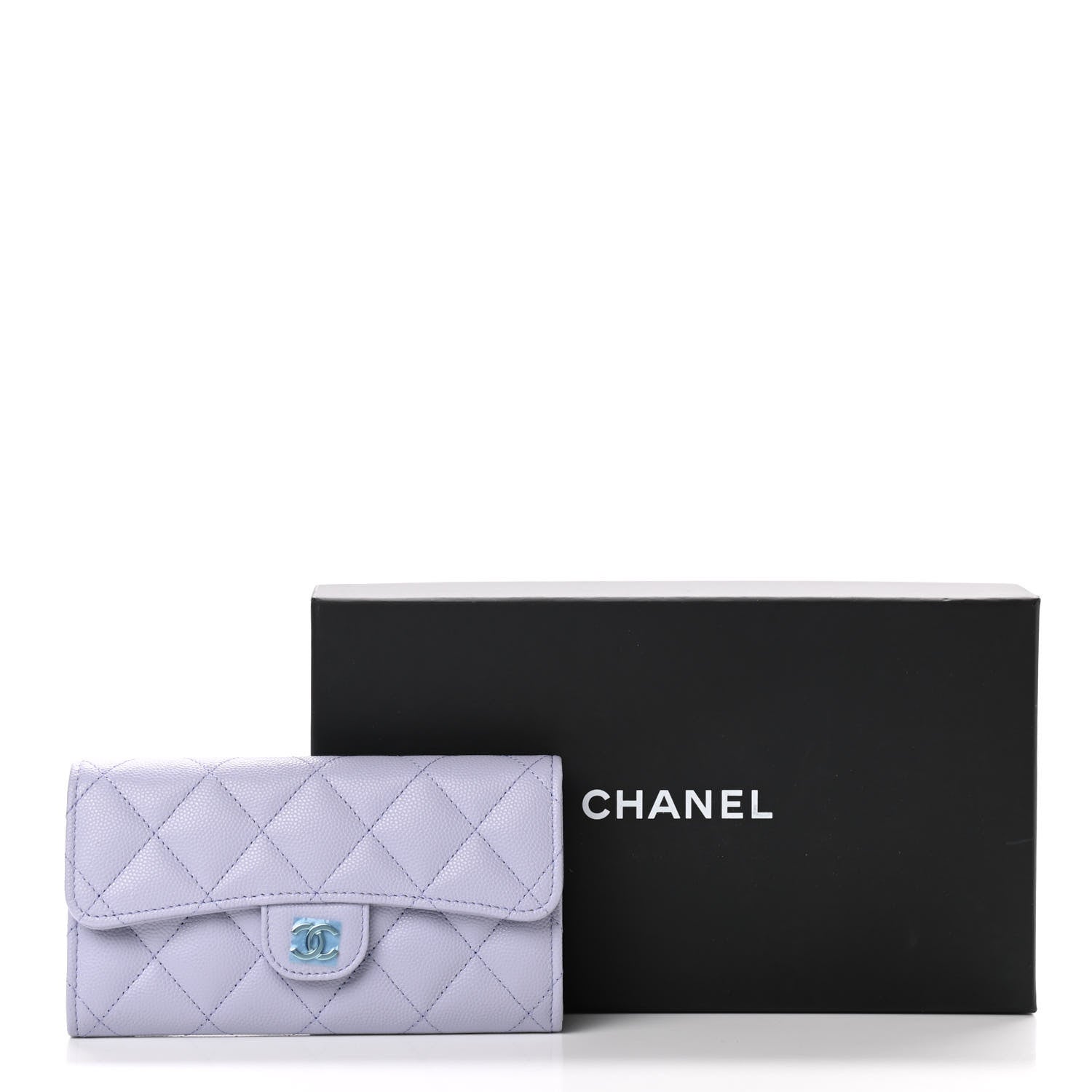 Chanel Caviar Quilted Medium Flap Wallet Light Purple 9 of 9