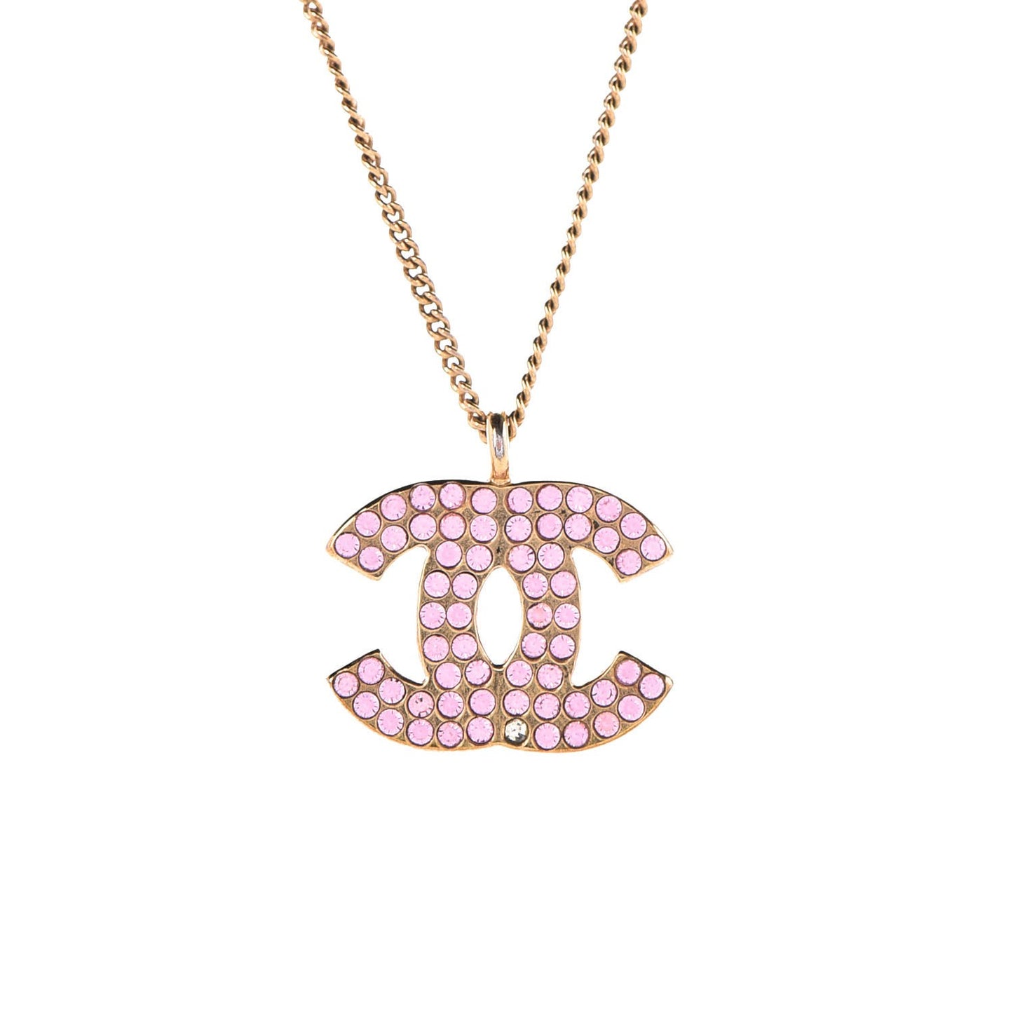 Crystal CC Necklace Pink Gold
