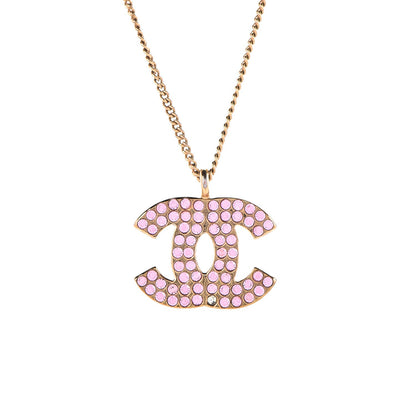 Chanel Crystal CC Necklace Pink Gold 3 of 6